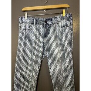 Free People Jeans Womens 27 Blue Medium Wash Check Print Skinny Denim Pants